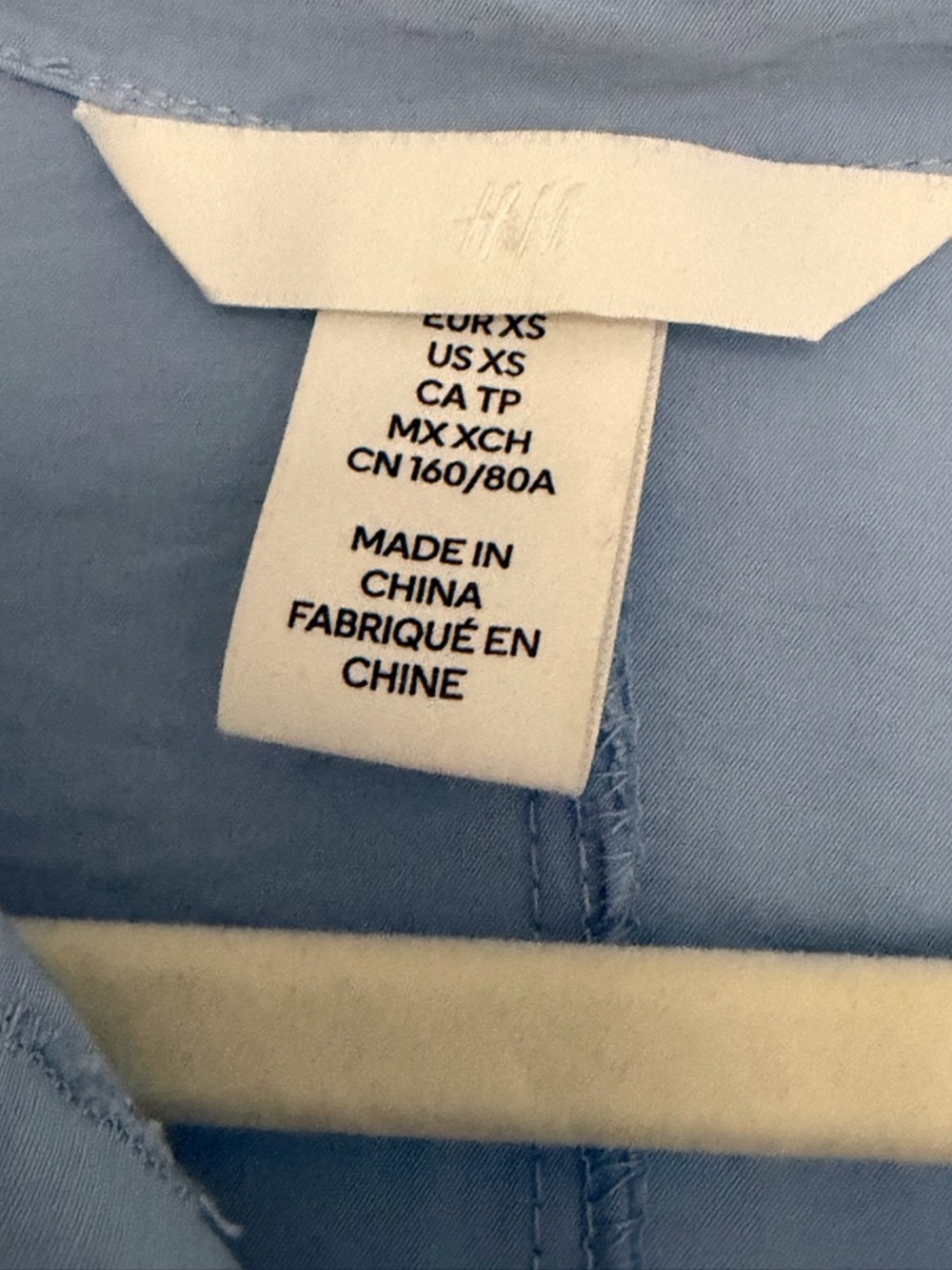 H&M Light Blue Tie Front Shirt Dress Maxi XS - Picture 6 of 7